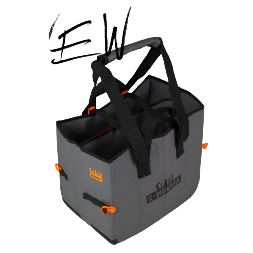 C-Monsta mini split bag – stylised product illustration showing bag design and orange accents