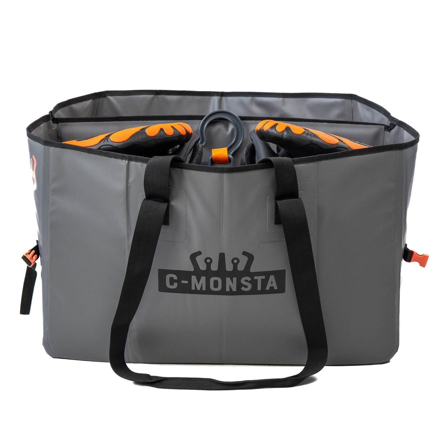 C-Monsta split bag – open interior view showing wetsuit hanger and surf gear in separate compartments