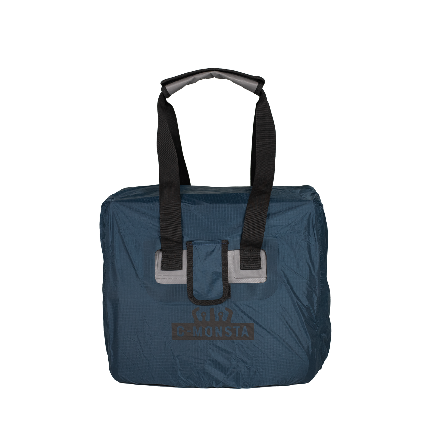 C-Monsta rain cover for mini split bag in Storm Blue – front view on white background
