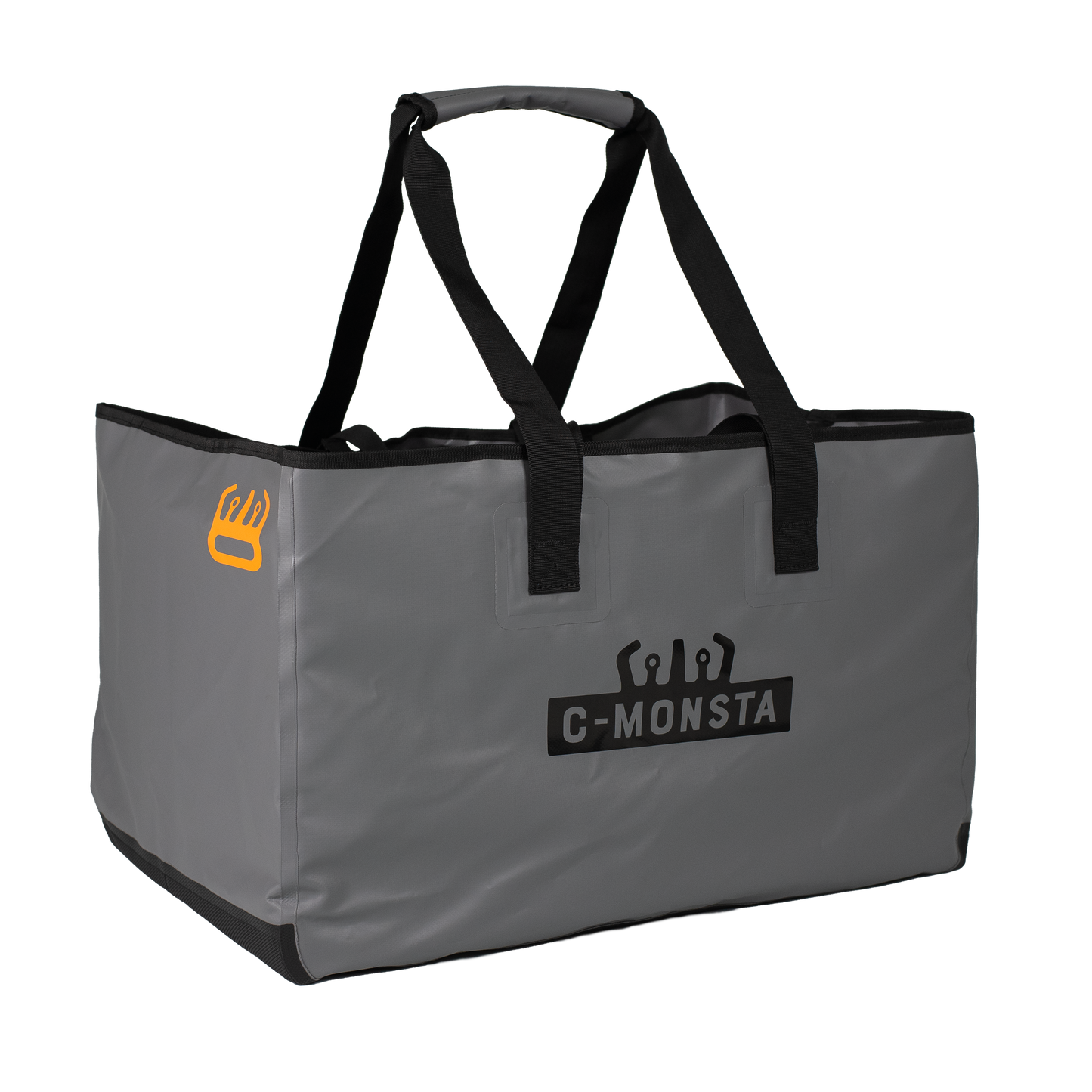 C-Monsta lightweight split bag V2 – angled low view showing waterproof grey construction and C-Monsta branding