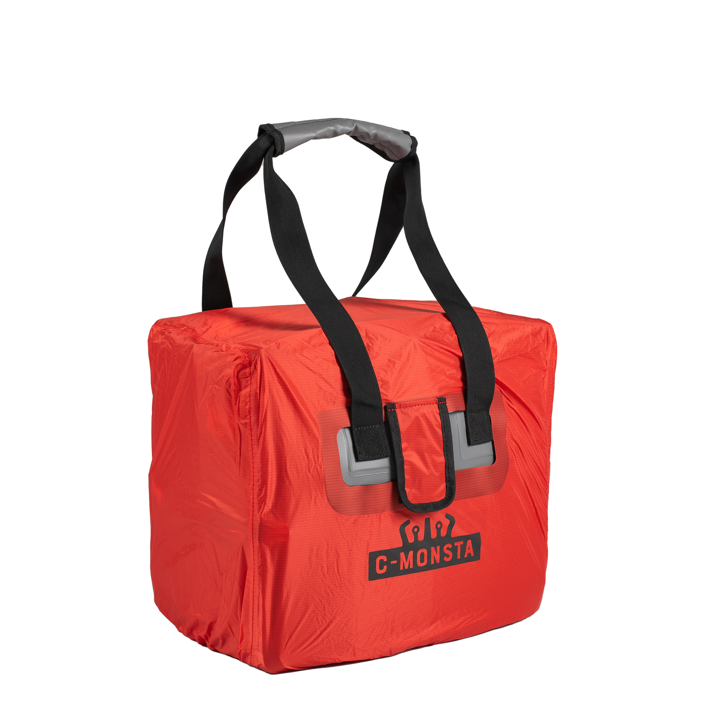 C-Monsta rain cover for mini split bag in Red – angled view showing bag shape